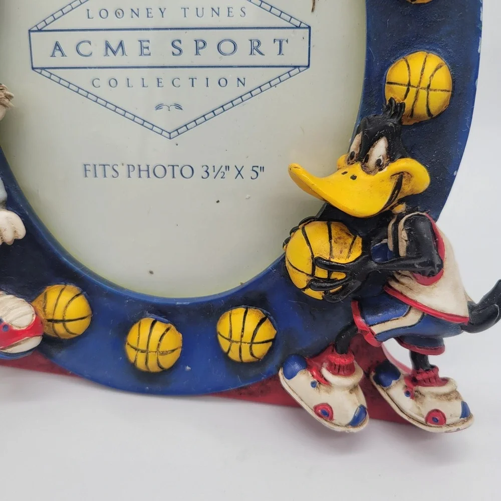 Vintage Looney Tunes Bugs Bunny & Daffy Duck Basketball Picture Frame Lot Of 2